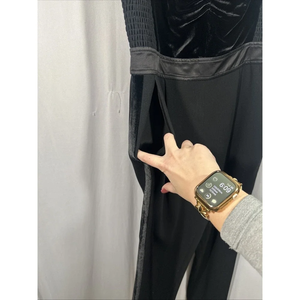 NWT$525 Rebecca Taylor [ 6 ] Velvet & Organza Floral Jumpsuit Violet Black Q1260